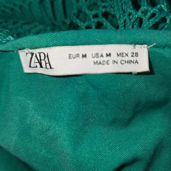 Zara Crochet Knit Maxi Dress Green Sleeveless Bohemian Beach Cover Up Medium - Picture 7 of 8
